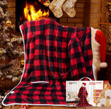 Electric Heating Blanket with Waistband and Sleeves - Keenstone Cozy Plaid Heated Throw with 6 Heat Levels and Timer Settings - 50 x 70 inch,Red