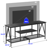 Behost TV Stand for TV up to 65 inches,TV Console Table with Led Lights & Power Outlets,Black