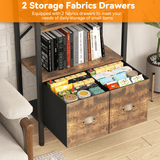 BEHOST Bookshelf with 6 Tiers, Tall Bookcase 70in with 2 Fabric Drawers, Wood Shelves for Home, Office, 1 Pack, Rustic Brown