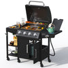 4 Burner Propane Gas Grill with 3 Tier Shelf, 50000 BTU Outdoor Cooking Stainless Steel BBQ Grills Cabinet,Can be Placed Smoke Box，Black