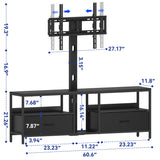 Behost TV Stand with Mount and Fabric Drawers for 65 Inches TV, Entertainment Center and Industrial TV Console Table with Storage for Living Room, Bedroom