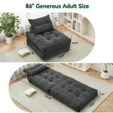 BEHOST 86" Large Futon Sofa Bed for Adults, 3-in-1 Convertible Folding Chair Bed Sleeper Chair, Dark Gray