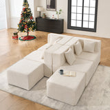 BEHOST 130" Oversized Modular Sectional Sofa for Living Room, Chenille Cloud Couch with 6 Pillows, Beige