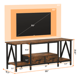 Behost TV Stand for 65 Inch, Dresser TV Stand with 2 Large Dresser Drawers, Entertainment Center with 3 Open Storage Shelf, Rustic Brown, Medium