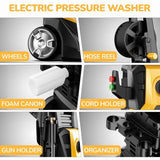 TCISA 3800 PSI Electric Pressure Washer,Max 2.5 GPM Power Washer with 35FT Power Cord 20FT Hose 5 Nozzles,Soap Cannon for Car Garden Yard Hom