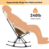 Camping Chair, VECUKTY High Back Rocking Chair 240 lbs Capacity, Heavy Duty Compact Outdoor Portable Folding Rocker Chair for Camping Hiking Gardening Travel Beach Picnic,Beige
