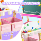 Keenstone Unicorn Art Easel for Kids, Educational Toy for 3,4,5,6,7,8 Boys&Girls, Wooden Chalk Board & Magnetic Whiteboard & Painting Paper Stand, Gift & Art Supplies for Toddlers