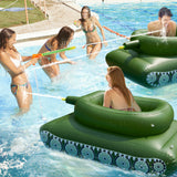 Giant Inflatable Tank Ride On Pool Float, Blow Up Tank Pool Floatie with Functional Pump-Action Water Cannon for Adults & Kids Ages 5+
