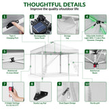 Vecukty 10x10ft Pop Up Canopy Tent with Removable Mesh Mosquito Sidewalls, Remote-Controlled 8-Color LED Lights ,Instant Outdoor Shelter Gazebo Tent, White