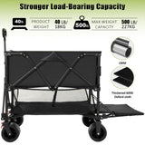 Folding Double Decker Garden Wagon, VECUKTY Heavy Duty Collapsible Camping Wagon Cart with 54" Lower Decker, All-Terrain Big Wheels for Camping, Sports, Shopping, Garden and Beach, Support Up to 550lbs, Gray