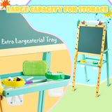 Keenstone Deer Art Easel for Kids Easel Set with 100+ Painting Gifts,Chalkboard Dual Magnetic Whiteboard,Painting Stand with Paper for Ages 3 and up Kids Children Toddler