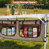 Vecukty Portable Camping Table Set - Aluminum Kitchen Station w/ Storage, Adjustable Feet & Trash Can, brown