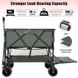 Folding Double Decker Garden Wagon, VECUKTY Heavy Duty Collapsible Camping Wagon Cart with 54" Lower Decker, All-Terrain Big Wheels for Camping, Sports, Shopping, Garden and Beach, Support Up to 550lbs, Gray