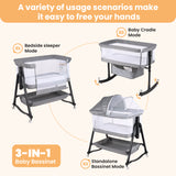 SACVON Bedside Bassinet Sleeper with Storage Basket & Wheels, Portable Crib for Baby, Gray Brand: SACVON