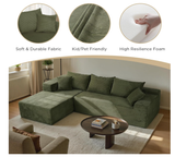 Behost 105" Modular Sectional Sofa for Living Room, L Shaped Chenille Cloud Couch Sleeper Bed, Green