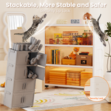 282Qt Stackable Large Plastic Storage Bins with Lids, 3 Tier Closet Organizer with Doors and Wheels, White