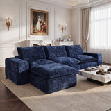 BEHOST 4-Piece 102" L-Shaped Modular Sectional Sofa, Velvet Cloud Sleeper Couch with 2 Movable Ottomans, Deep Seat Living Room Furniture Set,Navy Blue