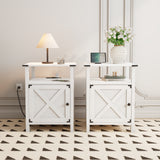 Behost Nightstand for Bedroom Set of 2, Farmhouse Small Bedside Table for Bedroom Furniture,White