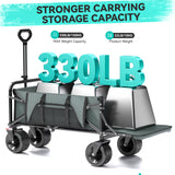 Collapsible Camping Garden Wagon for 10x20ft Canopy, All-Terrain Tank Wheels for Camping, Sports, Shopping, Beach, Support Up to 330lbs