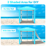 Beach Cabana with Changing Room - Easy to Set Up Canopy, Waterproof, Portable 6' x 6' Beach Shelter, Included Side Wall, Shade with UPF 50+ UV Protection for Kids, Family & Friends-Green