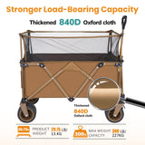 Collapsible Camping Beach Wagon, VECUKTY 350L Garden Cart, Heavy Duty Utility Fold Wagon with Big Wheel & Side Pickets for Garden, Camping, Sport, Shopping