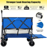 Folding Double Decker Garden Wagon, VECUKTY Heavy Duty Collapsible Camping Wagon Cart with 54" Lower Decker, All-Terrain Big Wheels for Camping, Sports, Shopping, Garden and Beach, Support Up to 550lbs, Gray