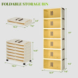 Keenstone 6 Tier Stackable Plastic Storage Bins with Lids, 186Qt Versatile Foldable Containers with Doors and Wheels, Closet Organizers and Storage