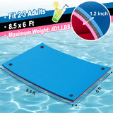 Splicable Multi Person Floating Water Mat , Vecukty 8.5x6 ft Lily Pad for Water Recreation and Relaxation, Tear Resistant XPE Foam Floating Mat for Beach, Ocean, Lake, Pink&Blue