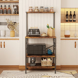 Monvane Kitchen Baker's Rack Storage Shelf Microwave Cart Oven Stand Coffee Bar,Rustic Brown