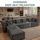 BEHOST 130" Oversized Modular Sectional Sofa for Living Room, Flexible Combination U Shaped Chenille Cloud Couch, Dark Gray