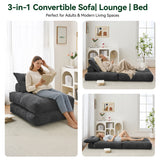 BEHOST 86" Oversized Folding Sofa Bed, Teddy Fabric Futon Couch Sleeper for Living Room, Dark Gray