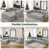 BEHOST 130" Oversized Modular Sectional Sofa for Living Room, Flexible Combination U Shaped Chenille Cloud Couch, Light Gray