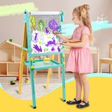 Keenstone Deer Art Easel for Kids Easel Set with 100+ Painting Gifts,Chalkboard Dual Magnetic Whiteboard,Painting Stand with Paper for Ages 3 and up Kids Children Toddler