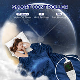 62*84“ Electric Heated Blanket Twin Keenstone Machine Washable Fast Heated Flannel Blanket Twin Size, Blue