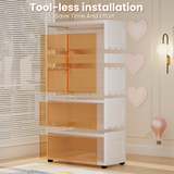 400Qt Super Large Storage Bins with Door and Wheels, Kids Closet Organizer with Hanging Rod, White