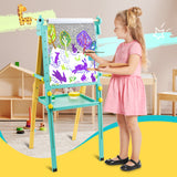 Keenstone Deer Art Easel for Kids Easel Set with 100+ Painting Gifts,Chalkboard Dual Magnetic Whiteboard,Painting Stand with Paper for Ages 3 and up Kids Children Toddler