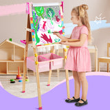 Keenstone Unicorn Art Easel for Kids, Educational Toy for 3,4,5,6,7,8 Boys&Girls, Wooden Chalk Board & Magnetic Whiteboard & Painting Paper Stand, Gift & Art Supplies for Toddlers
