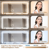 Eunon Large Makeup Vanity Desk with Extral Large Mirror & LED Light,Vanity Dressing Table with Power Strip,Adjustable Lighting,Storage Shelves & 5 Drawers,Cushioned Stool for Bedroom, Dressing Room