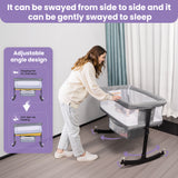 SACVON Baby Bassinets, All Mesh Crib Portable for Safe Co-Sleeping,Adjustable Bedside Sleeper,Baby Bed for Infant Newborn, Gray