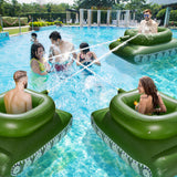 Giant Inflatable Tank Ride On Pool Float, Blow Up Tank Pool Floatie with Functional Pump-Action Water Cannon for Adults & Kids Ages 5+