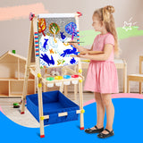 Keenstone Robot Art Easel for Kids, Learning-Toy for 3,4,5,6,7,8 Years Old Boy&Girls, Wooden Chalkboard&Magnetic Whiteboard&Painting Paper Stand, Gift&Art Supplies for Toddler