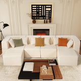 Beige Modular Sectional Sofa, Oversized Chenille Cloud Sofa Set with Ottomans