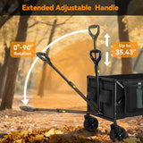 Vecukty Collapsible Wagon Cart , Portable Multifunctional Camping Cart for Camping, Beach, Picnic, Shopping, Black