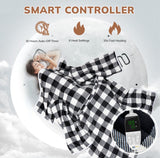 Electric Heating Blanket with Waistband and Sleeves - Keenstone Cozy Plaid Heated Throw with 6 Heat Levels and Timer Settings - 50 x 70 inch,Red