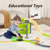 Electric Racing Tracks for Boys and Kids, Race Car Track Sets Gift Toys for Children Over 5+,Green