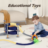 Electric Racing Tracks for Boys and Kids, Race Car Track Sets Gift Toys for Children Over 5+,Blue