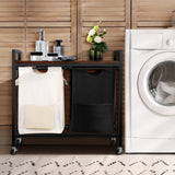 Rolling Laundry Sorting Cart,Rustic Brwon