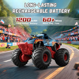 Vecukty RC Monster Truck，Waterproof Amphibious Remote Control Car With Lights & Sprays，2.4GHz All Terrain Off-Road Pickup Truck，Christmas Birthday Gift Toys for Boys and Girls Kids 4-12