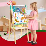 Keenstone Christmas Tree Art Easel for Kids, Learning-Toy for 3,4,5,6,7,8 Years Old Boy&Girls, Wooden Chalkboard&Magnetic Whiteboard&Painting Paper Stand, Gift&Art Supplies for Toddler
