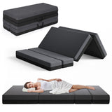 4-inch Full Size 5-in-1 Quad-fold Convertible Sleeper Sofa Bed, Foldable Floor Mattress Longer Chaise Ottoman Futon Sofa Couch for Apartment Dorm Guest Room Camping RV, Dark Gray